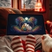 Cagetopia Wallpaper of the Wheek A - Nov - Shown on Ipad with a little guinea pig watching