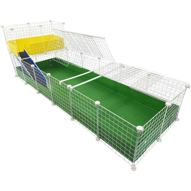 Jumbo 2x6 Cagetopia C&C Cage with Narrow Loft, covered, partially propped open