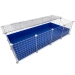 2x4 grid, large C&C Cagetopia guinea pig cage, partially covered, flipped back