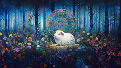 Cagetopia Art - Piggy in a Blue Forest