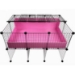 Small 2x3 grids C&C Guinea Pig Cage with FlipFold cover flipped back on a stand for guinea pigs in pink