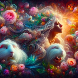Whispering Blooms Guinea Pig Art - AI - Cagetopia
