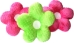 3 Flower Pillows in Pink and Green