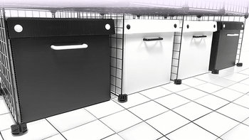 Bins in a Cage Stand on a C&C Cagetopia Cage