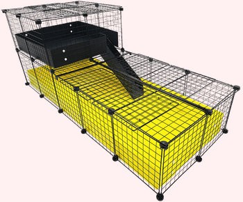 2x4 Grid Covered Deluxe C&C Cage with a Wide Loft by Cagetopia