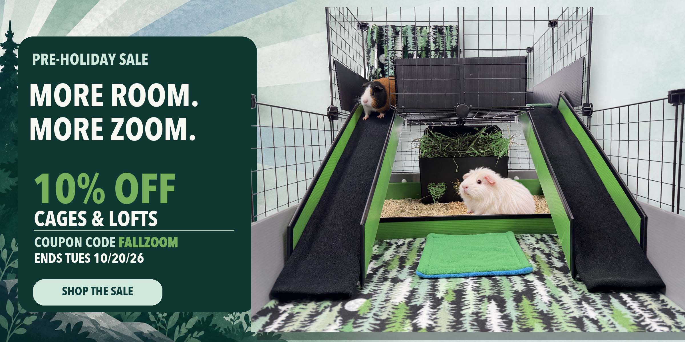 2x6 Cagetopia C&C guinea pig cage on a cage stand with bins